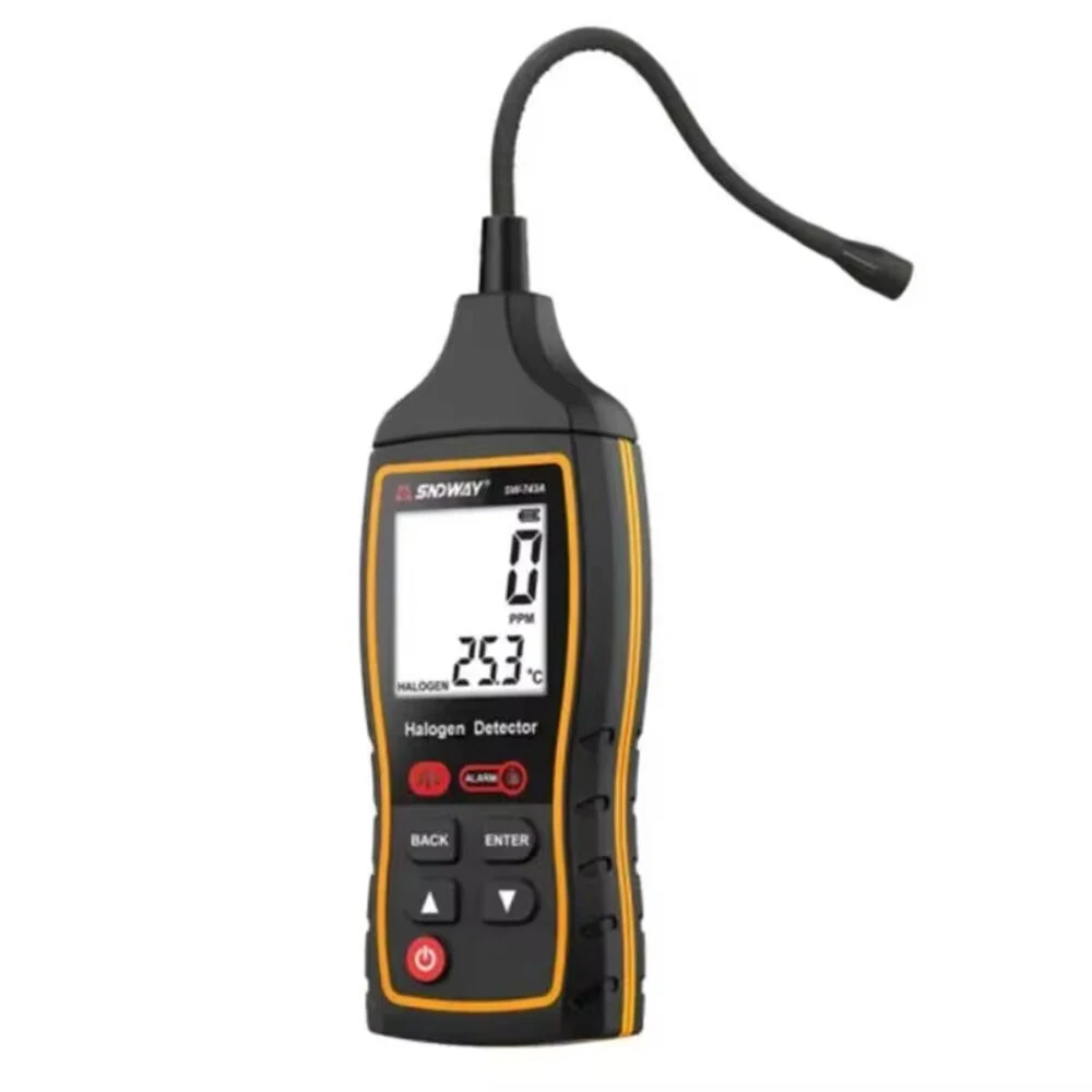 SNDWAY SW-743A Halogen Leak Detector for Car Refrigerants AC Freon CFC HCFC HFC LCD Display 1PPM Sensitivity 0-1000PPM Quick Response Adjustable Alarm — view 2
