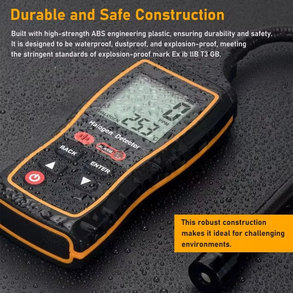 SNDWAY SW-743A Halogen Leak Detector for Car Refrigerants AC Freon CFC HCFC HFC LCD Display 1PPM Sensitivity 0-1000PPM Quick Response Adjustable Alarm — view 4