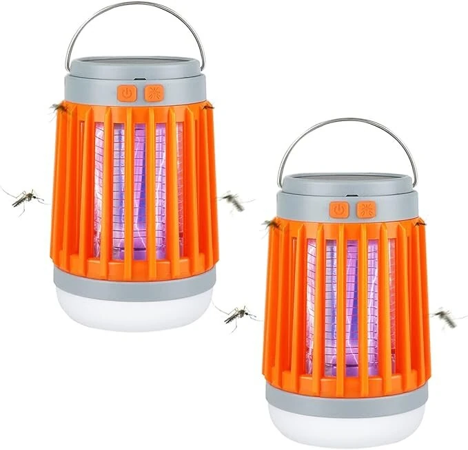 Solar Bug Zapper Light Bulb 3 in 1 Mosquitoes Killer USB Rechargeable Camping Light Flashlight IPX6 Waterproof Portable Light Bulb Zapper for Doorway Corridor Balcony Patio Travel Hiking — view 2