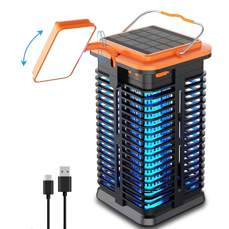 Solar Bug Zapper with LED Light 4000mAh Rechargeable Battery Cordless Electric Mosquito Zapper for Outdoor and Indoor — view 2