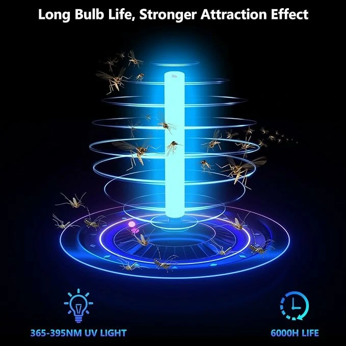 Solar Bug Zapper with LED Light 4000mAh Rechargeable Battery Cordless Electric Mosquito Zapper for Outdoor and Indoor — view 6