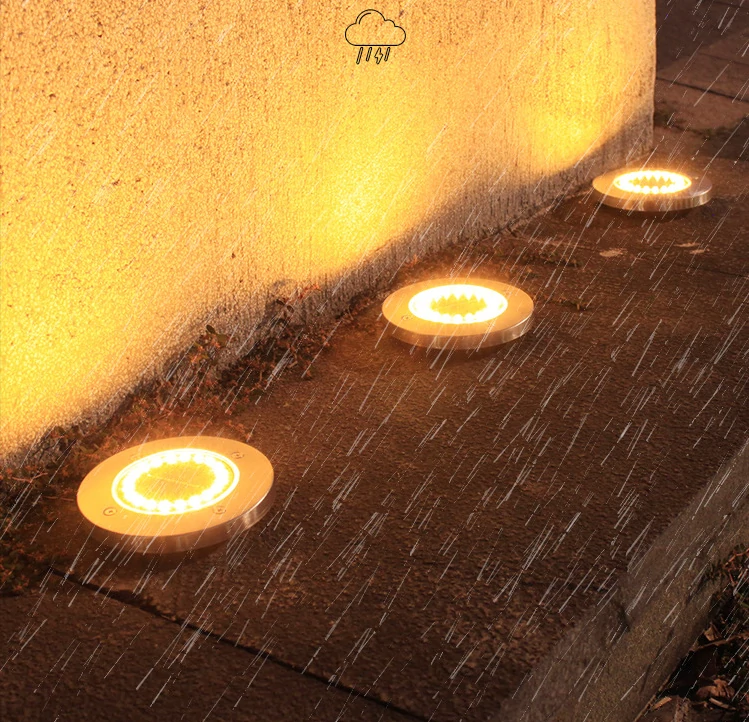 Solar Buried Lights 8LED Stainless Steel Outdoor Inserted Grass Lights Patio Garden Rainproof Lawn Lamp — view 2