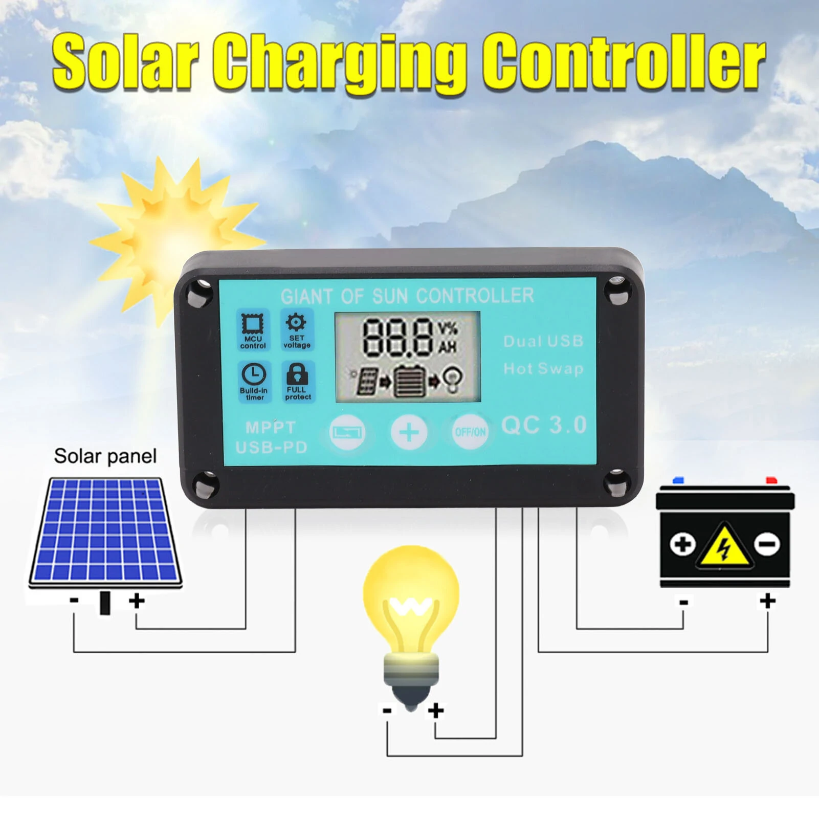 Solar Controller Mppt Precise Monitoring Controller With Function LCD Screen Multiple Protection Solar Charge Controller — image 1