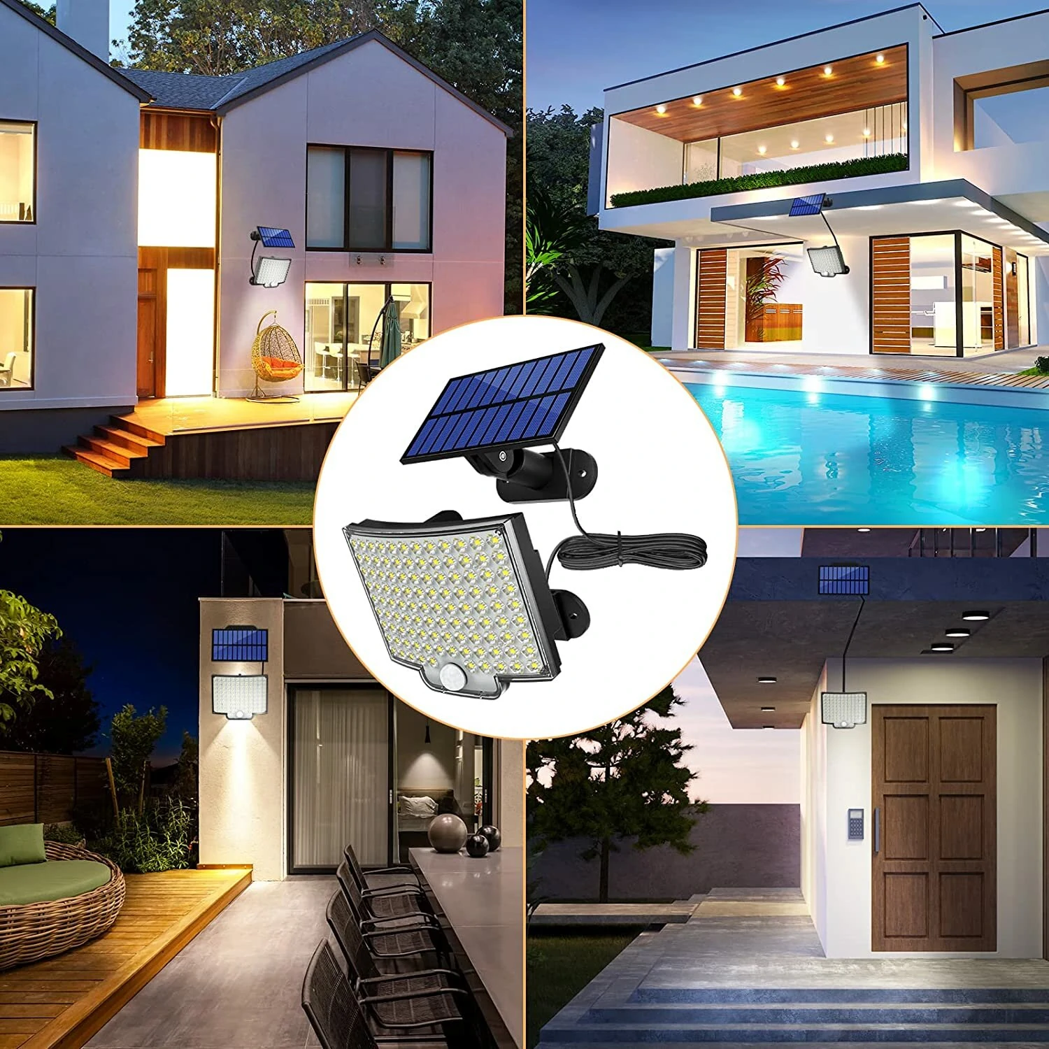 Solar Light Outdoor 106 LED Super Bright Motion Sensor Solar Strong Power LED Garden Wall Lamp IP65 Waterproof 4 Working Modes — view 7