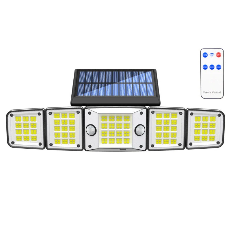 Solar Outdoor Lights Motion Sensor LED Flood Light 280LED 3500 Lumen 3 Modes Waterproof Solar Security Lights With Remote Control Exterior 5 Heads Wall Light