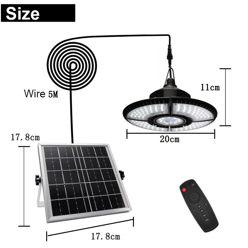 Solar Pendant Light Outdoor Indoor Split Remote Timing Dimmable Solar Lamp Foldable Sunlight Garage Garden Solar Shed Light — view 2