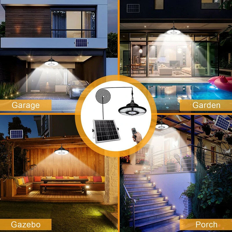 Solar Pendant Light Outdoor Indoor Split Remote Timing Dimmable Solar Lamp Foldable Sunlight Garage Garden Solar Shed Light — view 6