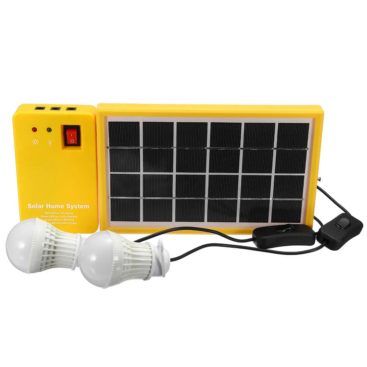 Solar Power Panel Generator Kit 5V USB Charger Home System with 3 LED Bulbs Light — view 4