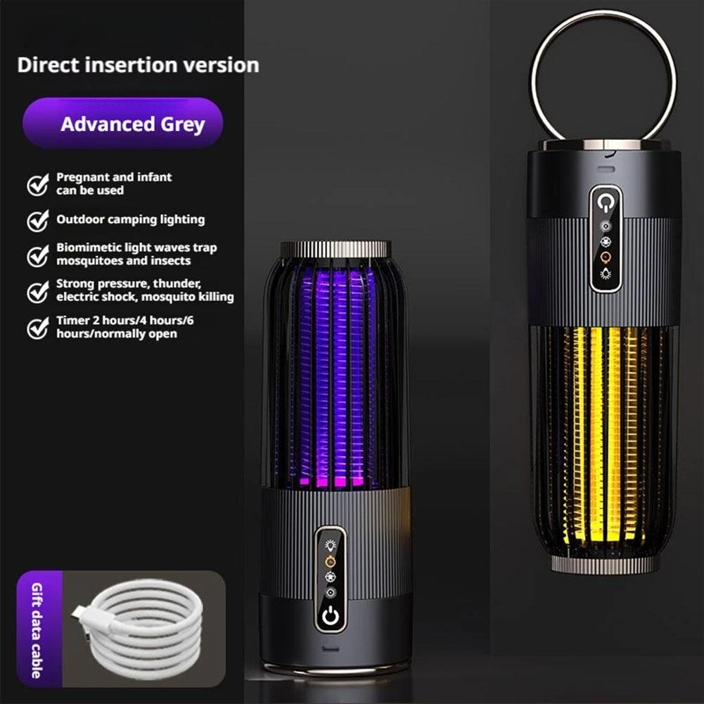 Solar Powered & USB Rechargeable Mosquito Lamp With Adjustable 2/4/6H Timer Folding Hanging Ring Warm Light & Mosquito-Killing 2 Modes Outdoor Indoor Use — view 11