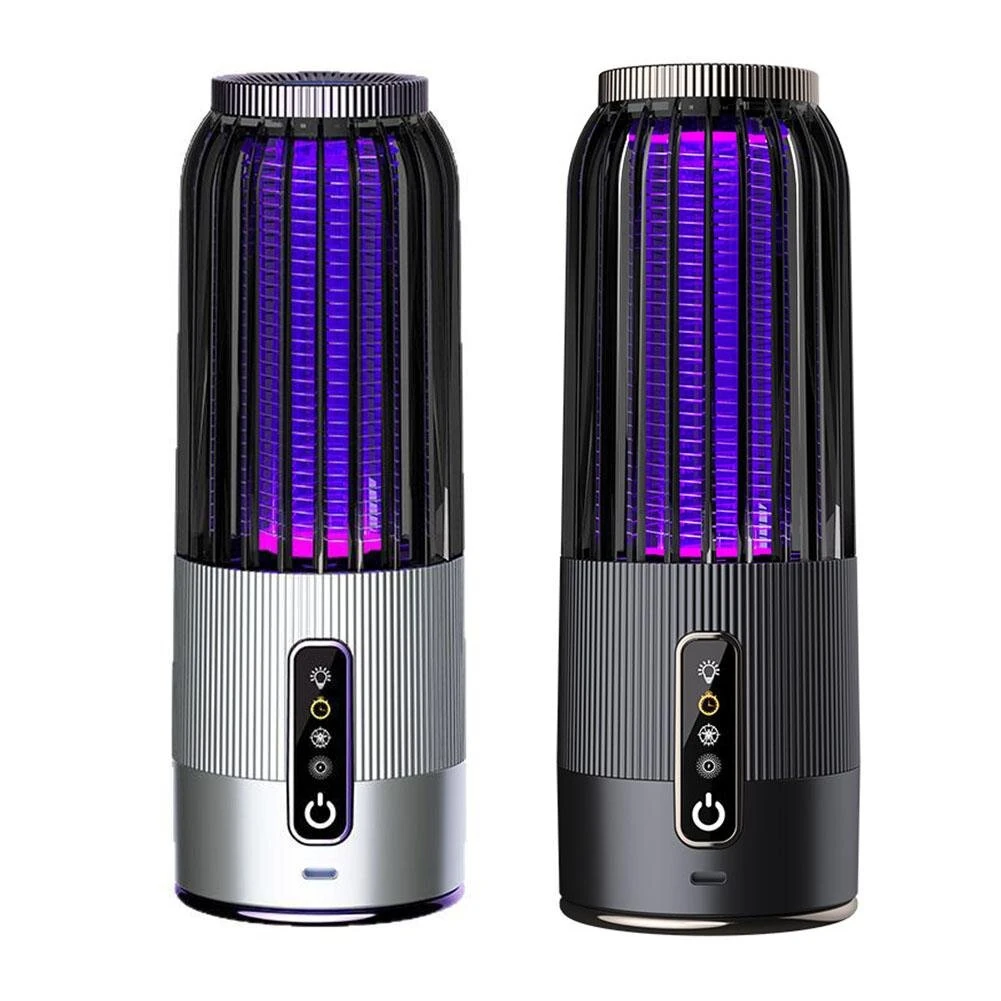 Solar Powered & USB Rechargeable Mosquito Lamp With Adjustable 2/4/6H Timer Folding Hanging Ring Warm Light & Mosquito-Killing 2 Modes Outdoor Indoor Use — view 3