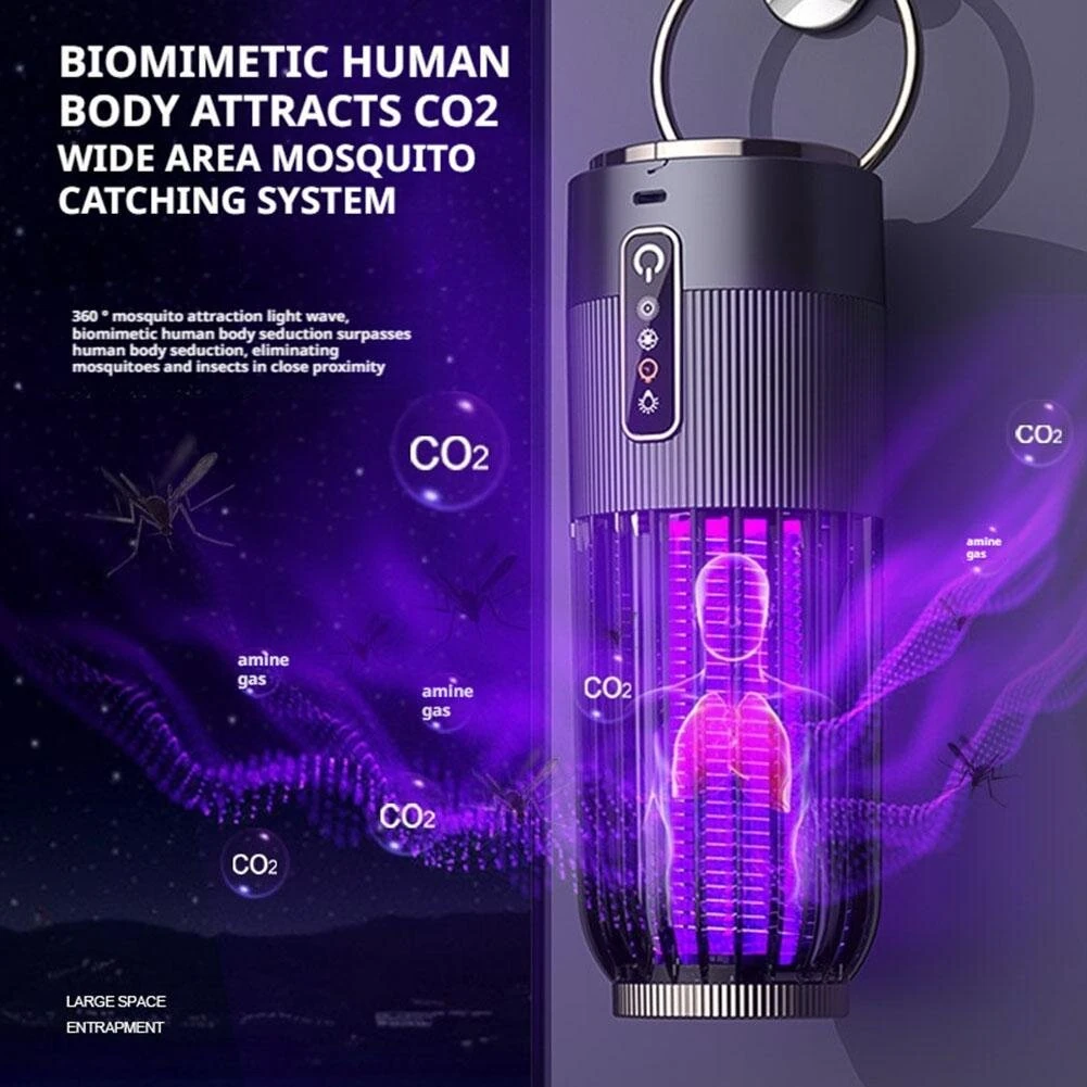 Solar Powered & USB Rechargeable Mosquito Lamp With Adjustable 2/4/6H Timer Folding Hanging Ring Warm Light & Mosquito-Killing 2 Modes Outdoor Indoor Use — view 6