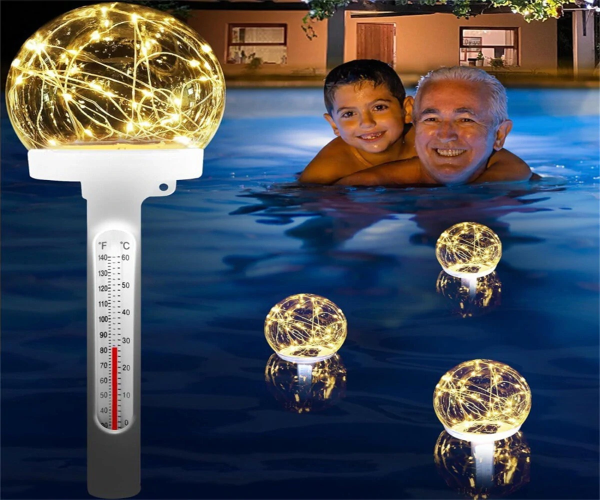 Solar Powered Floating Pool Thermometer Easy to Read Night Display Waterproof High Accuracy LED Colored Light for Perfect Ambiance and Accurate Temperature Reading Ideal for Swimming Pool Hot Tub Pond — view 3