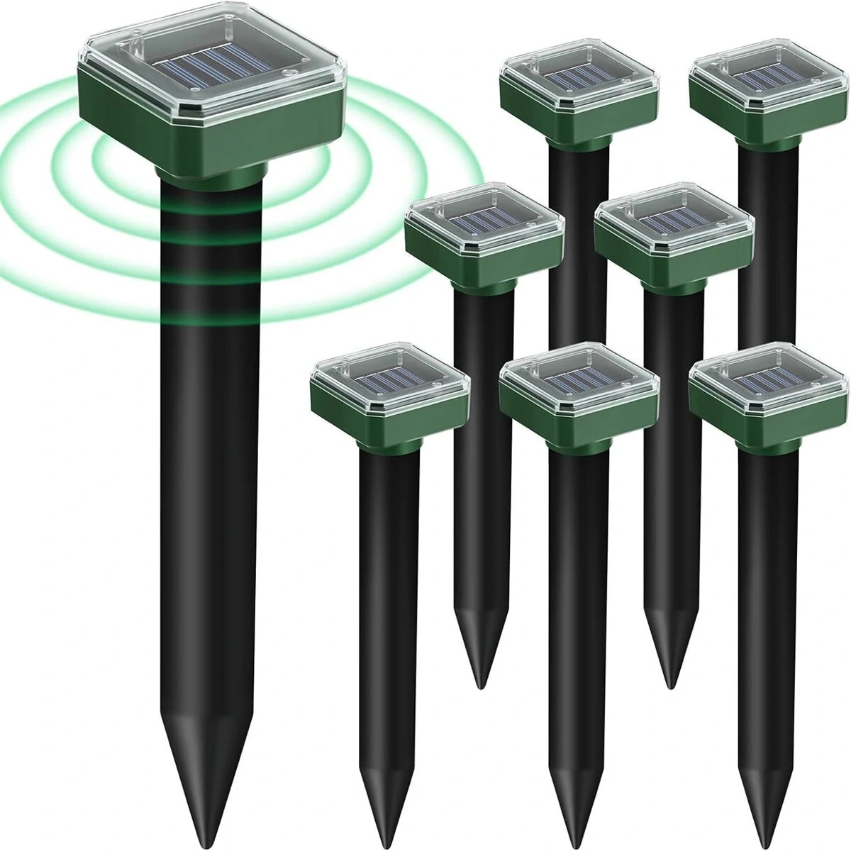 Solar Powered Mole Repellent Stakes 8pk Ultrasonic Gopher Snake Deterrent Waterproof Easy Install Offers Wide Coverage Up to 7500 Square Feet Per Stake for Outdoor Lawns and Gardens — view 2