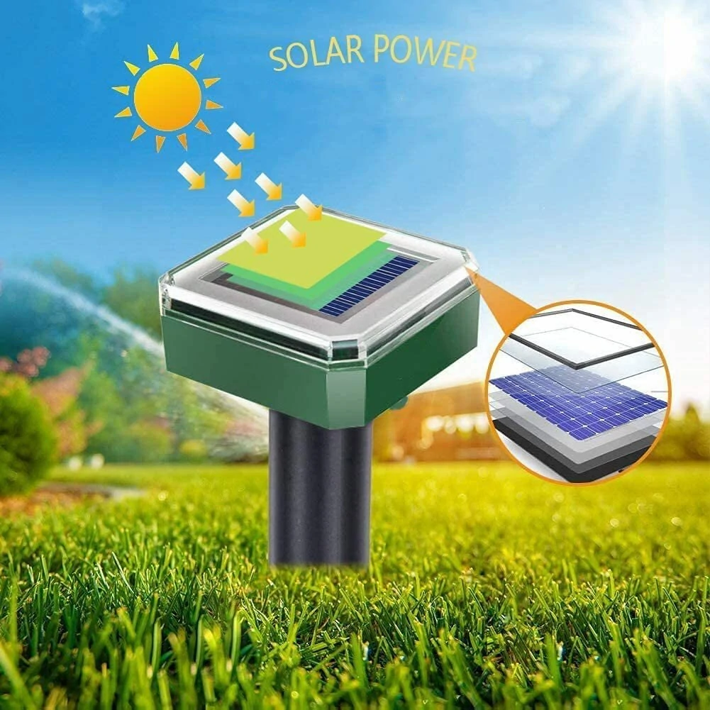 Solar Powered Mole Repellent Stakes 8pk Ultrasonic Gopher Snake Deterrent Waterproof Easy Install Offers Wide Coverage Up to 7500 Square Feet Per Stake for Outdoor Lawns and Gardens — view 5