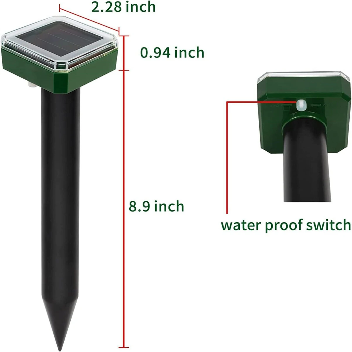 Solar Powered Mole Repellent Stakes 8pk Ultrasonic Gopher Snake Deterrent Waterproof Easy Install Offers Wide Coverage Up to 7500 Square Feet Per Stake for Outdoor Lawns and Gardens — view 8