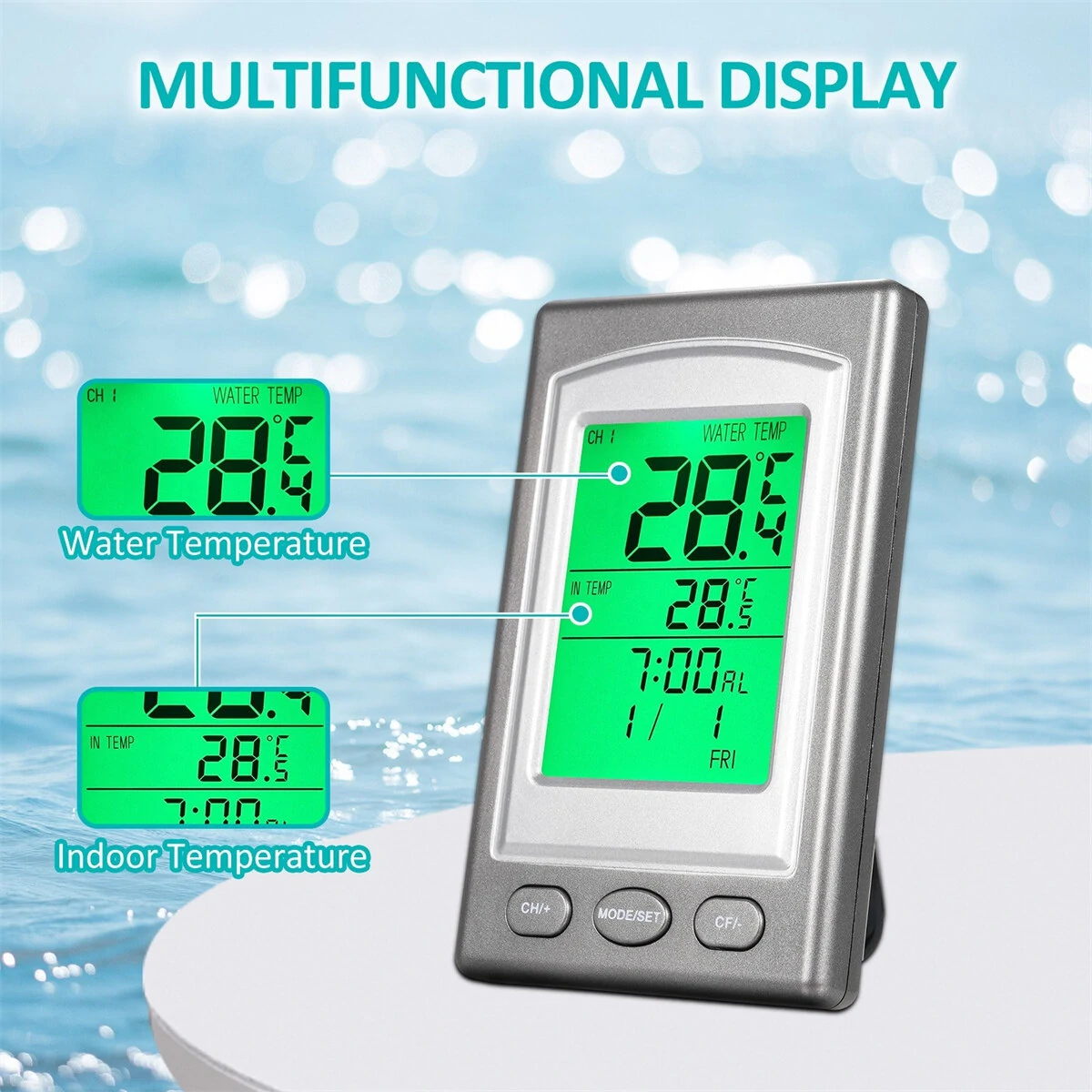 Solar-Powered Wireless Floating Pool Thermometer High Precision Sensor Long-Range Connectivity Easy Use Ideal for Pools Spas Hot Tubs Aquariums — view 7