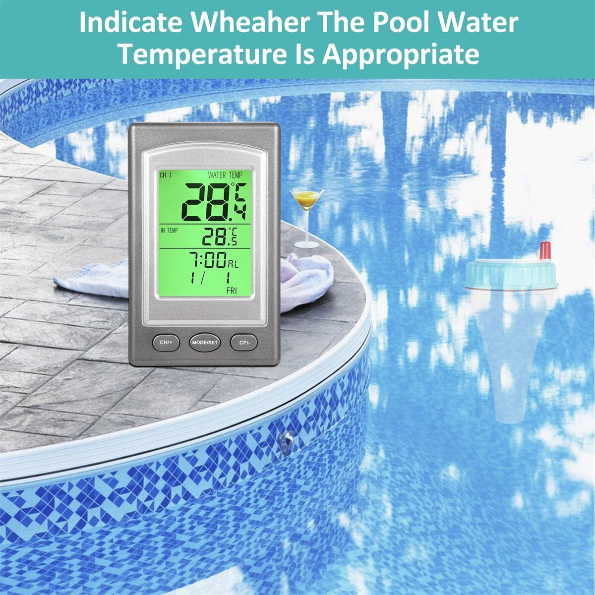 Solar-Powered Wireless Floating Pool Thermometer High Precision Sensor Long-Range Connectivity Easy Use Ideal for Pools Spas Hot Tubs Aquariums — view 8