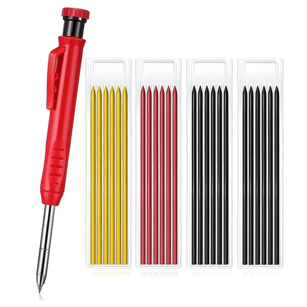 Solid Carpenter Pencil With Multi Colors Refill Joiner Marker Woodworking Pencil Marking Tool Built-In Sharpener — Solid