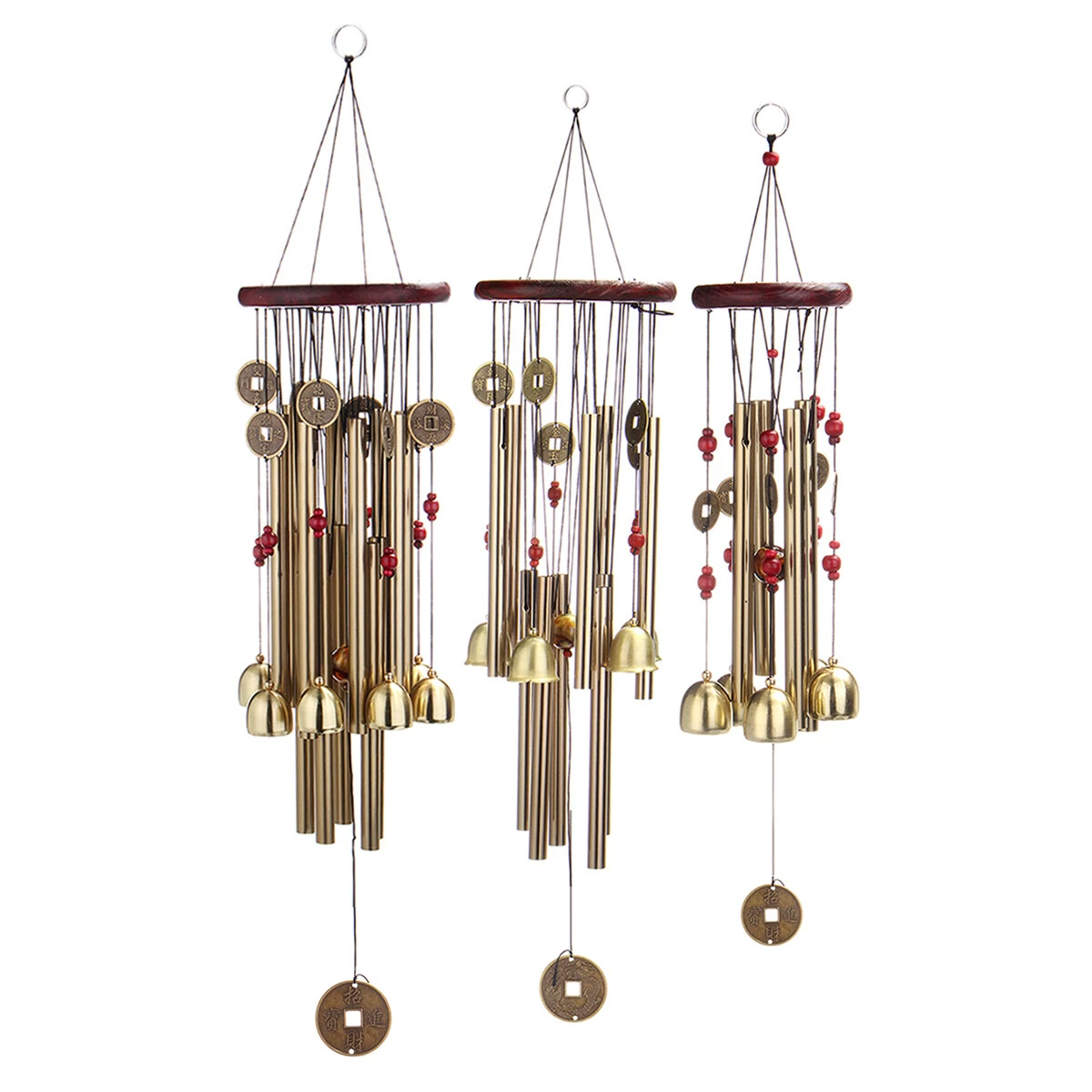 Solid Wood Bronze Metal Air Volume Multi-tube Anti-rust Copper Alloy Wind Chime — Solid