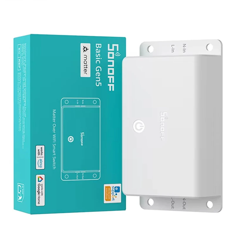 SONOFF Basic Gen5 Matter Over WiFi Smart Switch BASIC-1GS Matter Protocol Large Touch Surface Reliable Work with Apple Ecosystem Alexa Google Home
