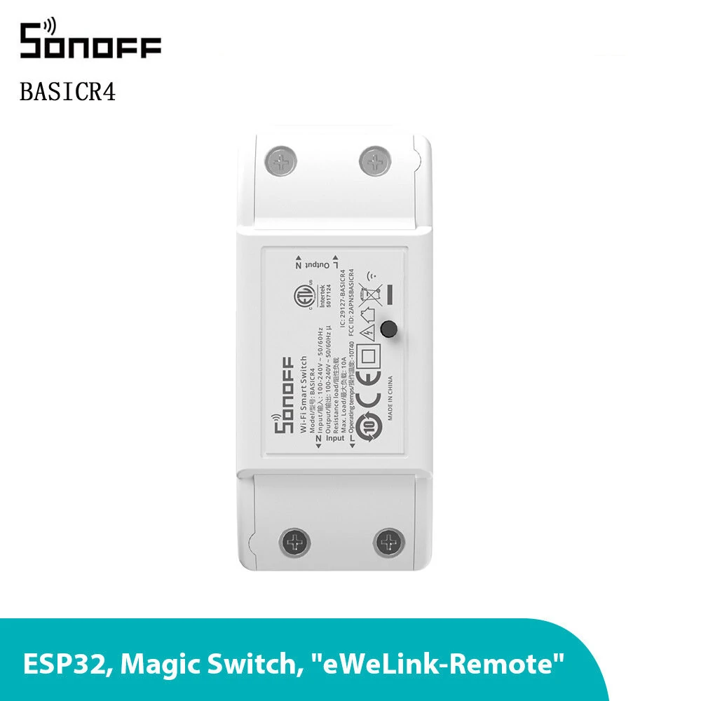 SONOFF BASICR4 WiFi ESP32 Chip Smart Switch 10A 2400W Smart Scene Magic Switch Module eWelink IFTTT APP Remote Control Work with S-MATE2 R5 Alexa Google