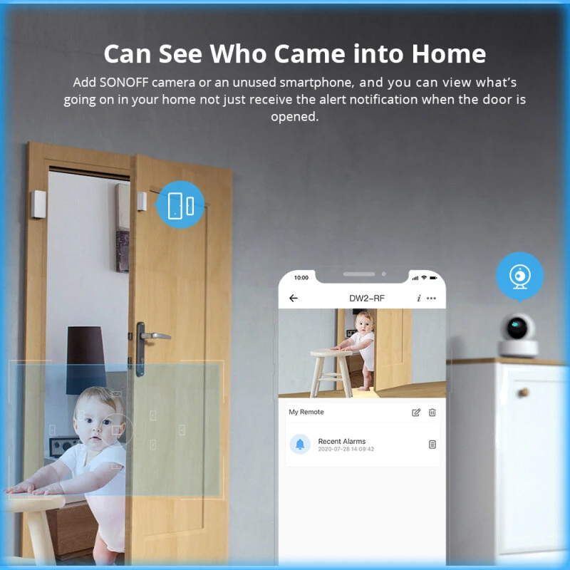 SONOFF DW2-RF 433MHZ RF Wireless Door Window Sensor Detector Door Opening Sensor eWeLink App Smart Home Security — view 5