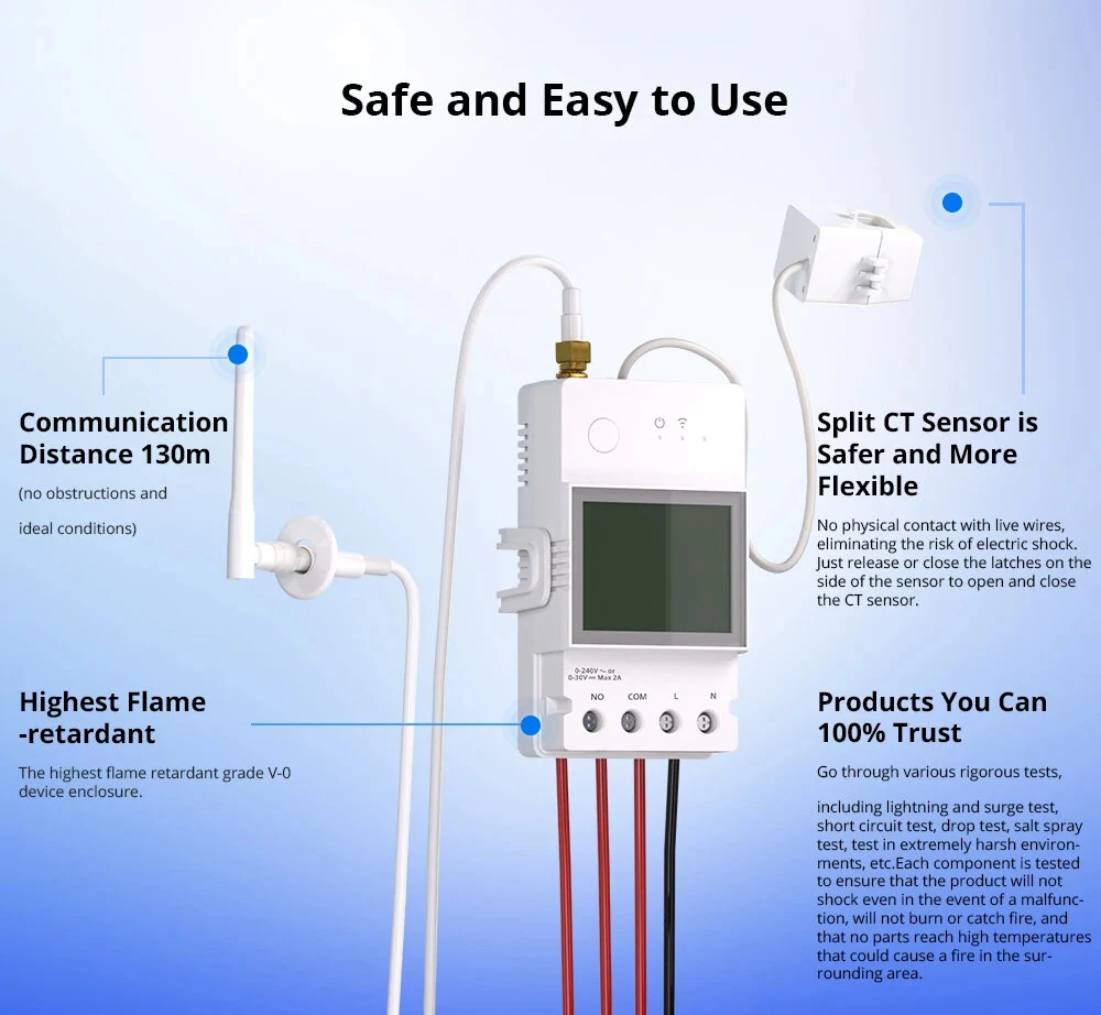 SONOFF POWCT Smart Power Meter Wi-Fi 100V-240V 24000W Real-Time Energy Monitoring Non-Contact Current Transformer — view 8