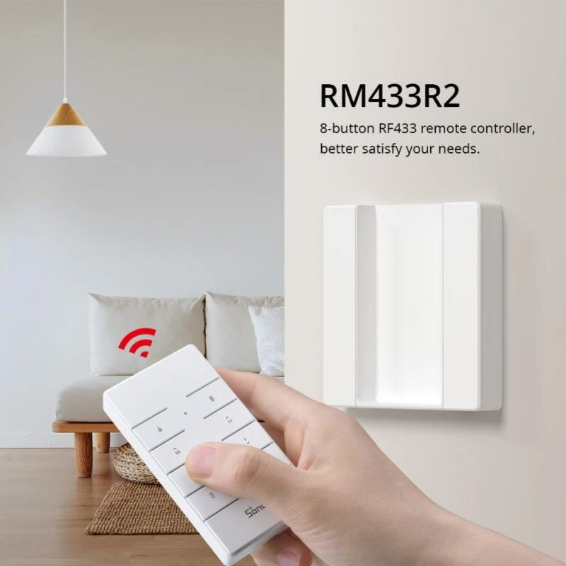 SONOFF RM433 R2 Base 433MHz RF Remote Controller 8 Button Remote Control Paired with SONOFF TX Wall Switch RF Devices IFan04 D1 RFR2 Work with Alexa Google Home — view 3