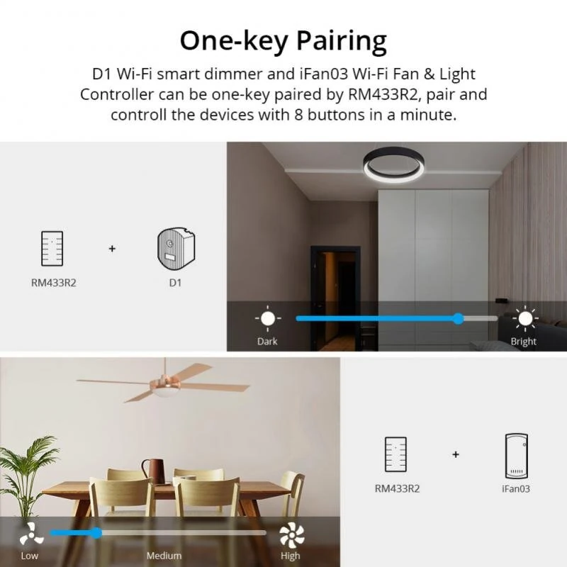 SONOFF RM433 R2 Base 433MHz RF Remote Controller 8 Button Remote Control Paired with SONOFF TX Wall Switch RF Devices IFan04 D1 RFR2 Work with Alexa Google Home — view 5