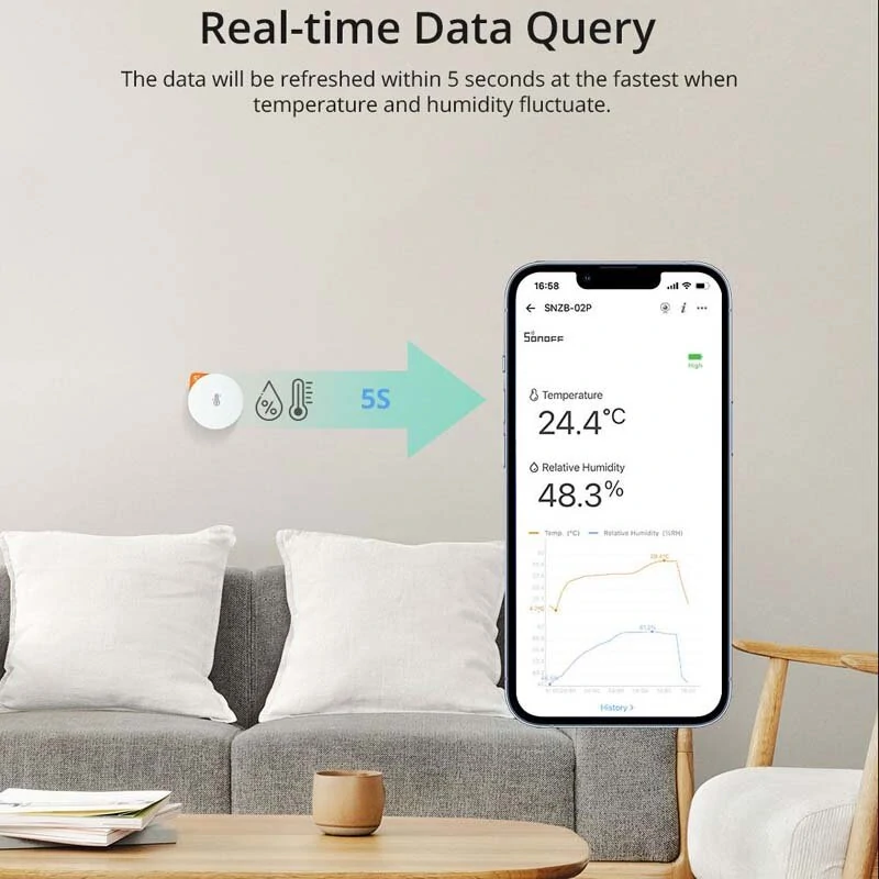 SONOFF SNZB-02P Wireless Zigbee3.0 Temperature Humidity Sensor Smart Home Alert Works with SONOFF iHost NSPanel Pro ZB Bridge Pro ZBDongle-E — view 7