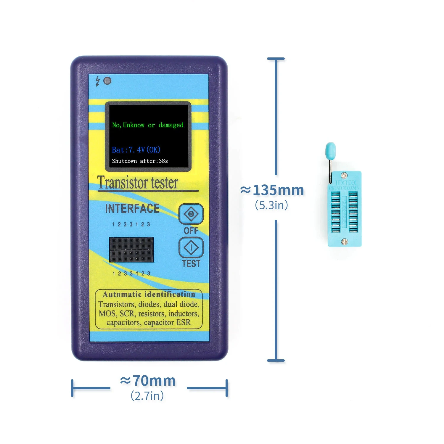Special Version Multi-purpose Transistor Tester 128*160 Diode Thyristor Capacitance Resistor Inductance MOSFET ESR LCR Meter — view 7