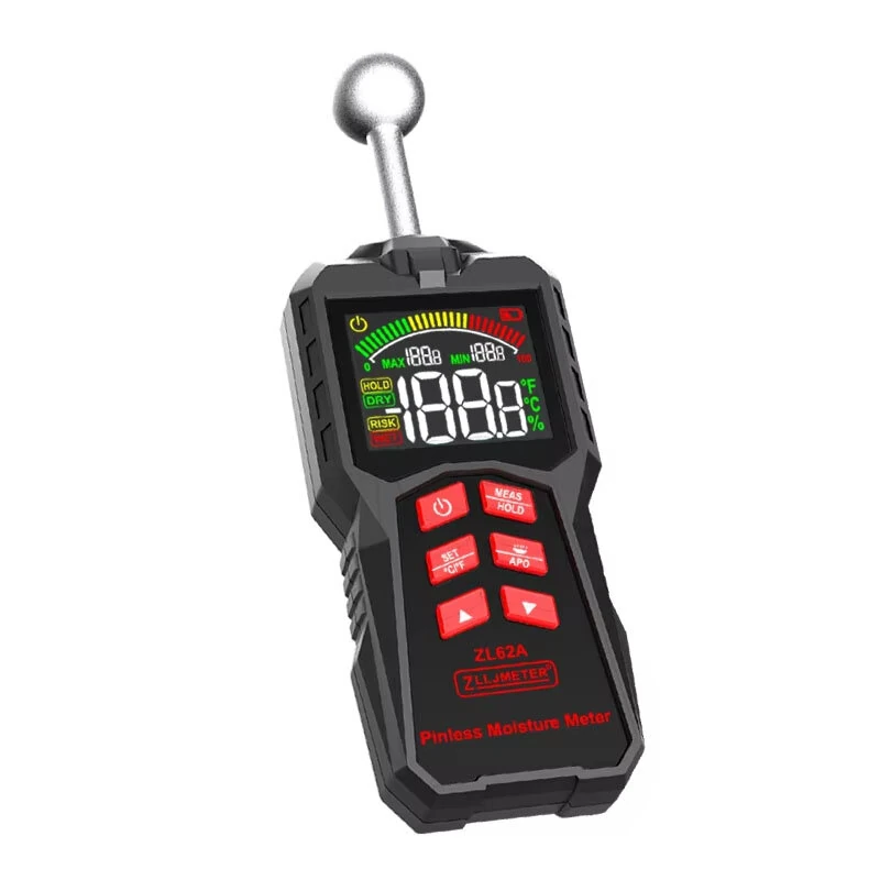 Spherical Induction Moisture Meter ZL62A ZL62B High Precision Portable Wood Wall Tester 0.1-99.9 Percent Moisture Range Adjustable Threshold — view 2