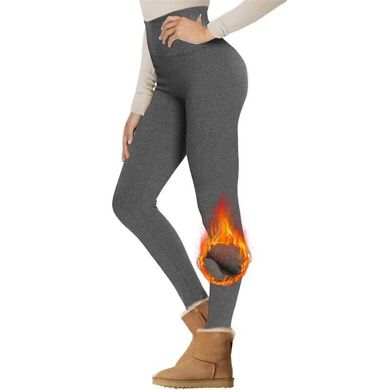 Sportswear Gym Warm Thermals Fleece Leggings for Women Winter High Waist Yoga Pant Fitness Sport Warm Pants Fitness Sport Running Cycling Workout Clothes — view 3