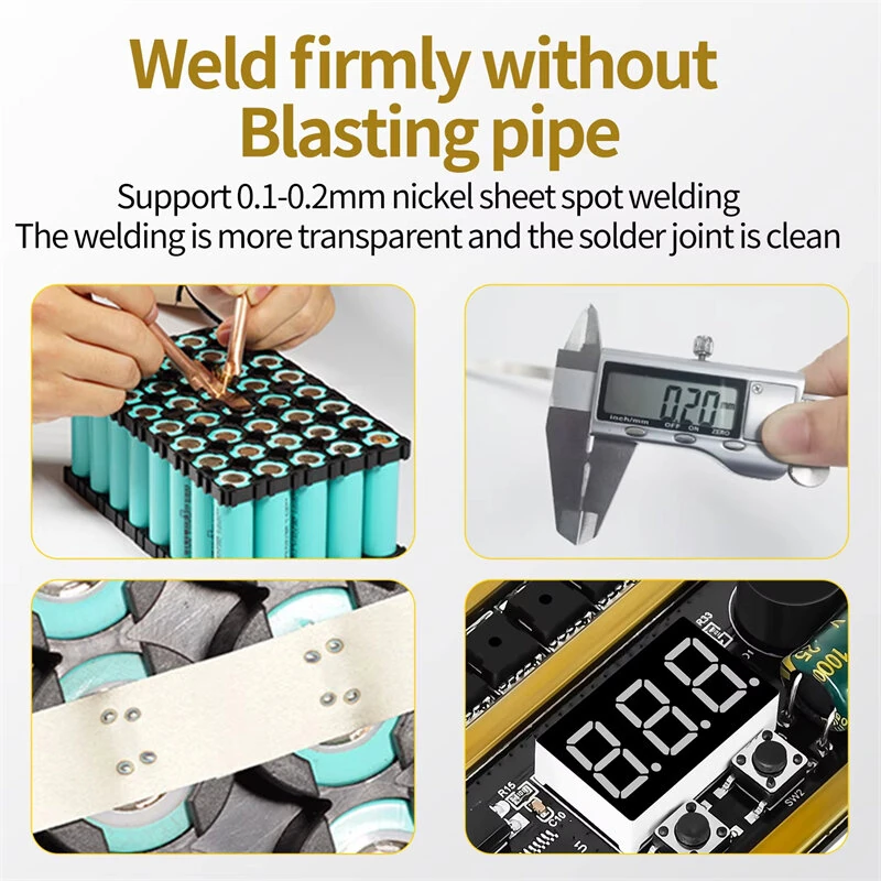 Spot Welder Kit Digital Control Board 2400A Peak Current 99 Adjustable Gears 8-24V High Precision Welding for 18650 Battery Nickel Sheets — view 6