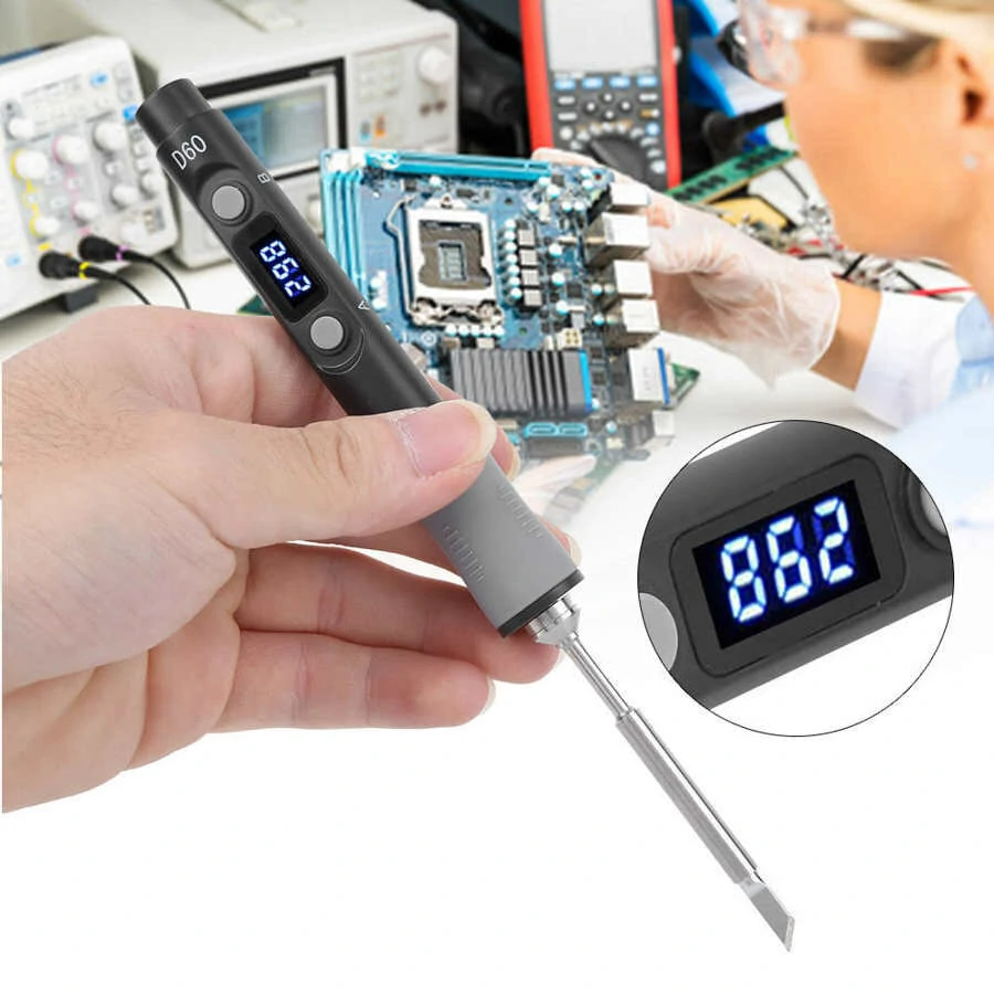 SQ-D60 60W Digital Soldering Iron Station DC12-24V Type-C Interface 100℃-400℃ Adjustable Temperature — SEQURE