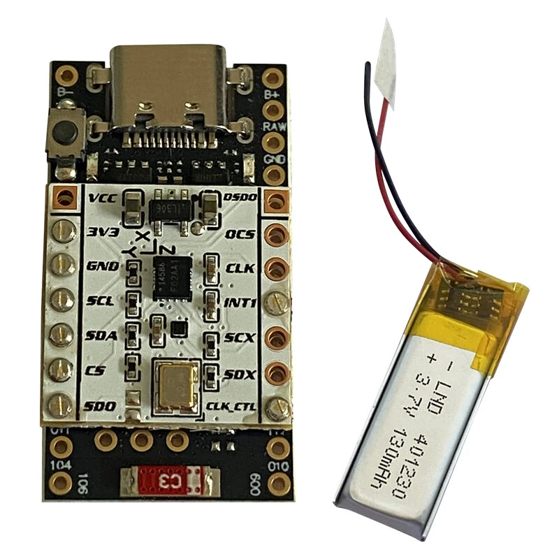 Stacked SmolSlime Module ProMicro nRF52840 Bluetooth 5.2 ICM-45686 Gyroscope QMC6309 Magnetometer Motion Tracking Development Board — Stacked