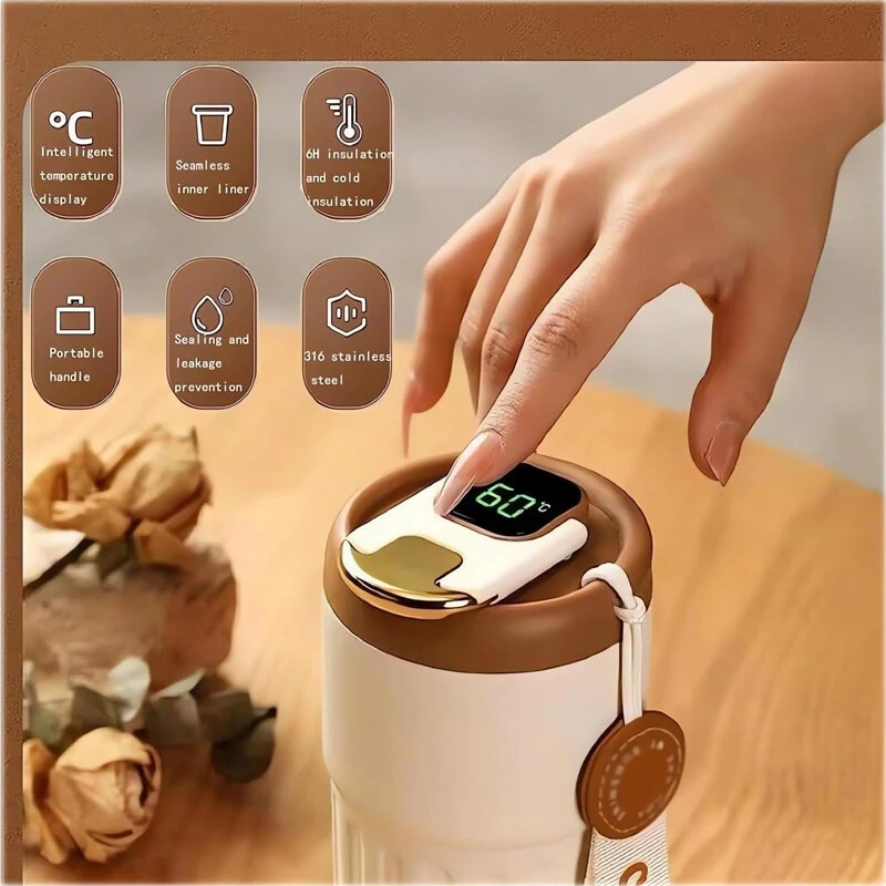 Stainless Steel 316 Smart Thermal Cup with Intelligent Temperature Display 450ml Capacity Perfect Office Coffee Mug Portable with One-Button Flip-top Lid Ideal for Travel — view 3