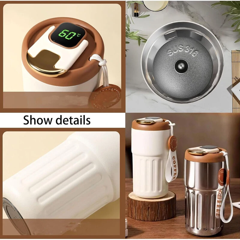 Stainless Steel 316 Smart Thermal Cup with Intelligent Temperature Display 450ml Capacity Perfect Office Coffee Mug Portable with One-Button Flip-top Lid Ideal for Travel — view 4
