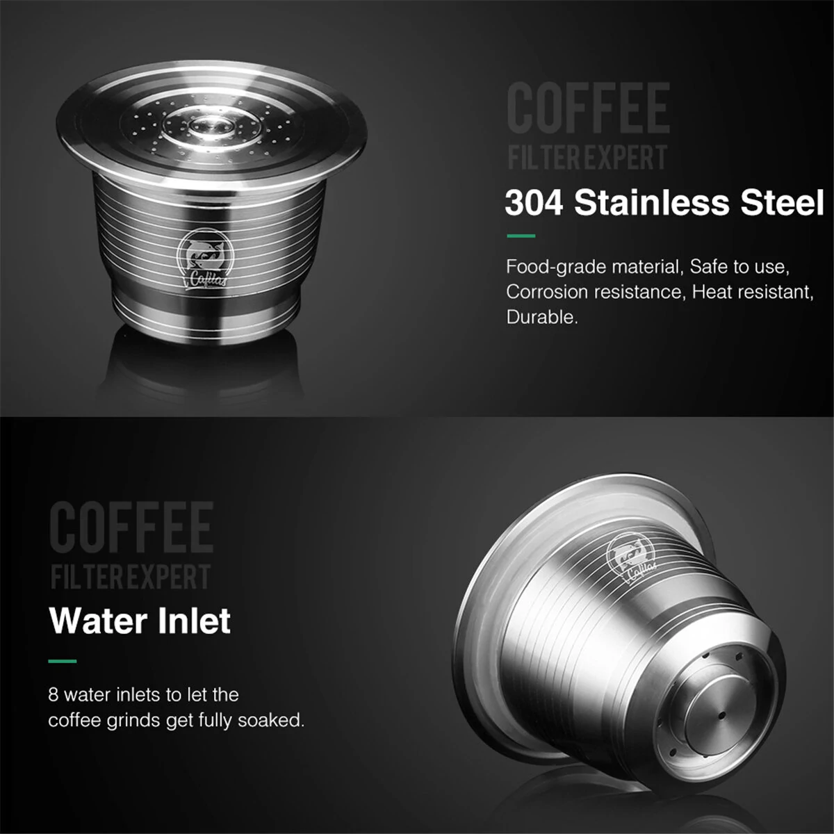 Stainless Steel Coffee Capsule Cup Reusable Refillable Kit For Nespresso U Machine — view 8