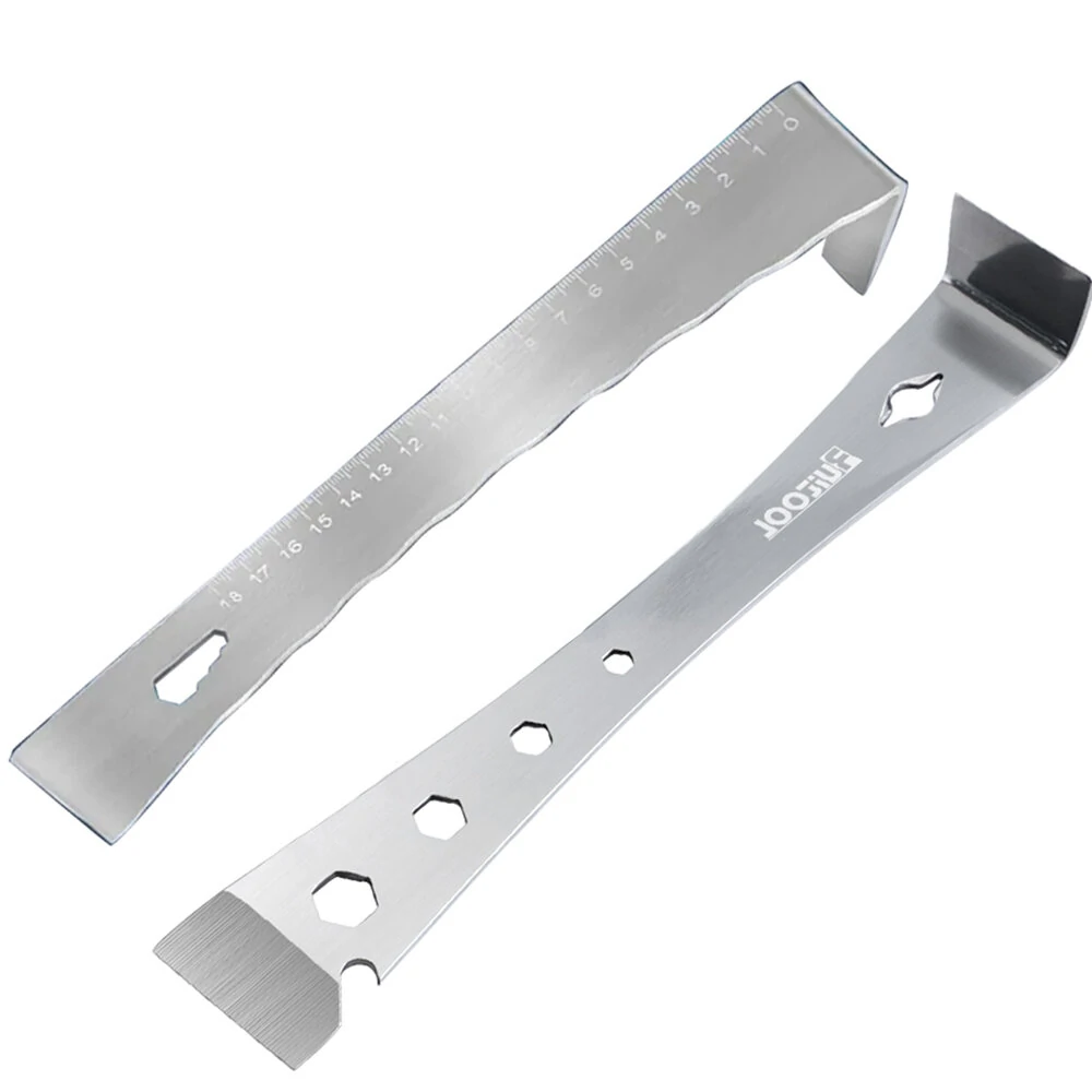 Stainless Steel Prybar Scraper Ultra Sharp Scraper Removes Residue From Steel Aluminum with Wrench Function and Metric Scale Built-In Nail Puller — view 2