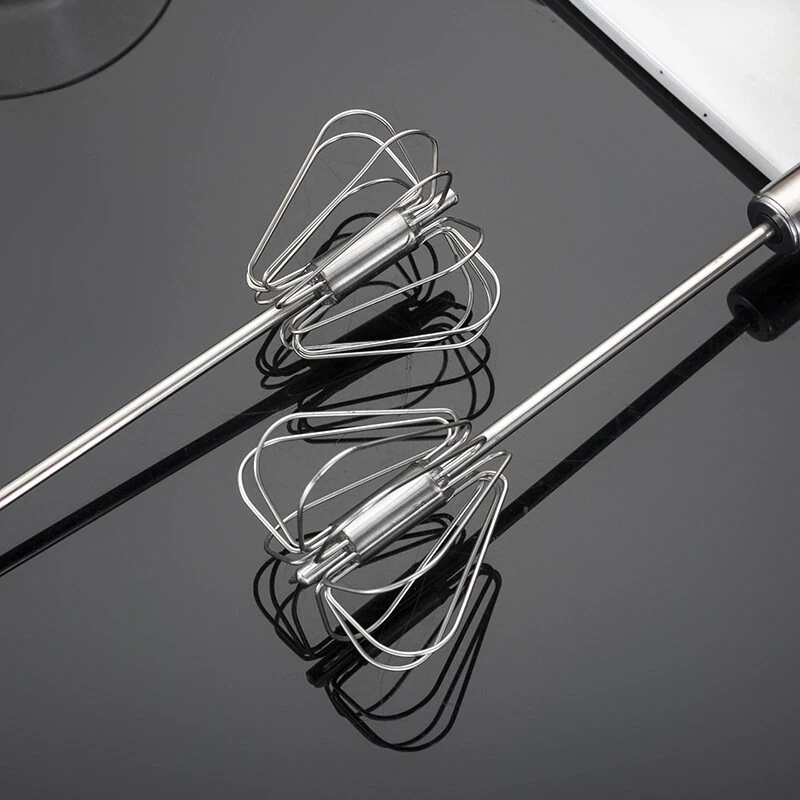 Stainless Steel Semi-Automatic Egg Beater Press Rotating Egg Beater Stir Bar Household Cream Egg Mixer Baking Gadget — view 6