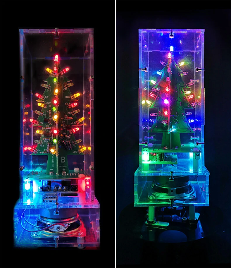 Straight/Curve-leaf Christmas Tree Tri-color/Colorful Version Support bluetooth DIY Electronic Kits — image 1