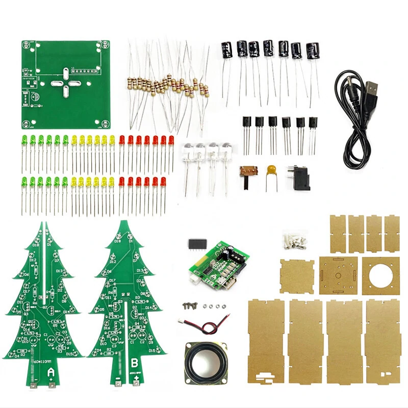 Straight/Curve-leaf Christmas Tree Tri-color/Colorful Version Support bluetooth DIY Electronic Kits — view 4