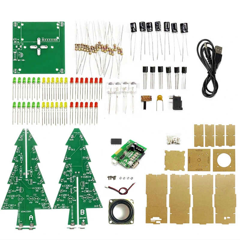 Straight/Curve-leaf Christmas Tree Tri-color/Colorful Version Support bluetooth DIY Electronic Kits — view 5