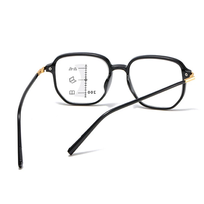 Stylish Progressive Multifocal Reading Glasses Anti-Blue Light Computer Eyewear Fashion Frame Readers for Near Far Vision — view 3