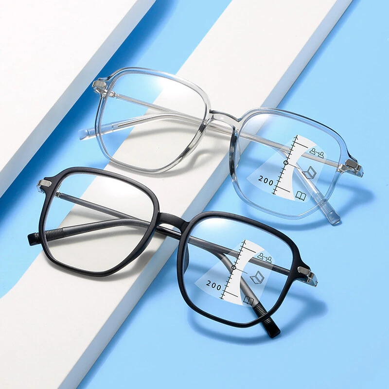 Stylish Progressive Multifocal Reading Glasses Anti-Blue Light Computer Eyewear Fashion Frame Readers for Near Far Vision — view 4