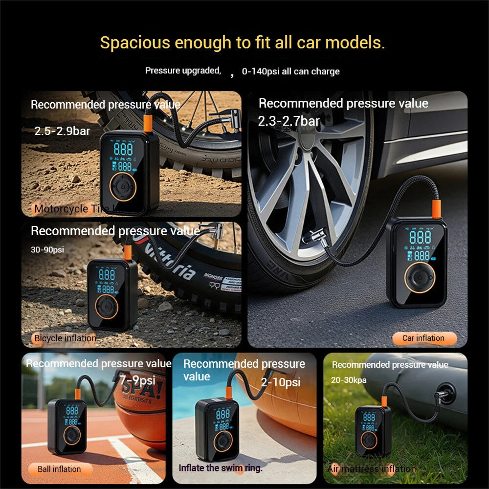 SUITU 7.4V Multi-Functional Portable Wireless Air Pump High-Pressure Digital Display for Car Motorcycle Tires Ball Fast Inflation — view 5