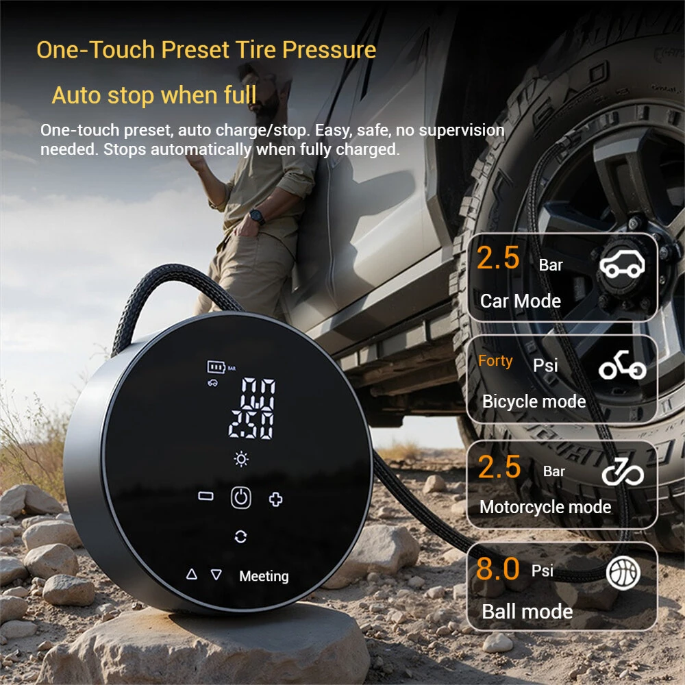 SUITU ST-9902B Speaker Version Wireless Air Pump Digital Display 140PSI Preset Tire Pressure  Automatic Start/Stop for Cars Motorcycles Bicycles Basketballs Inflate — view 5