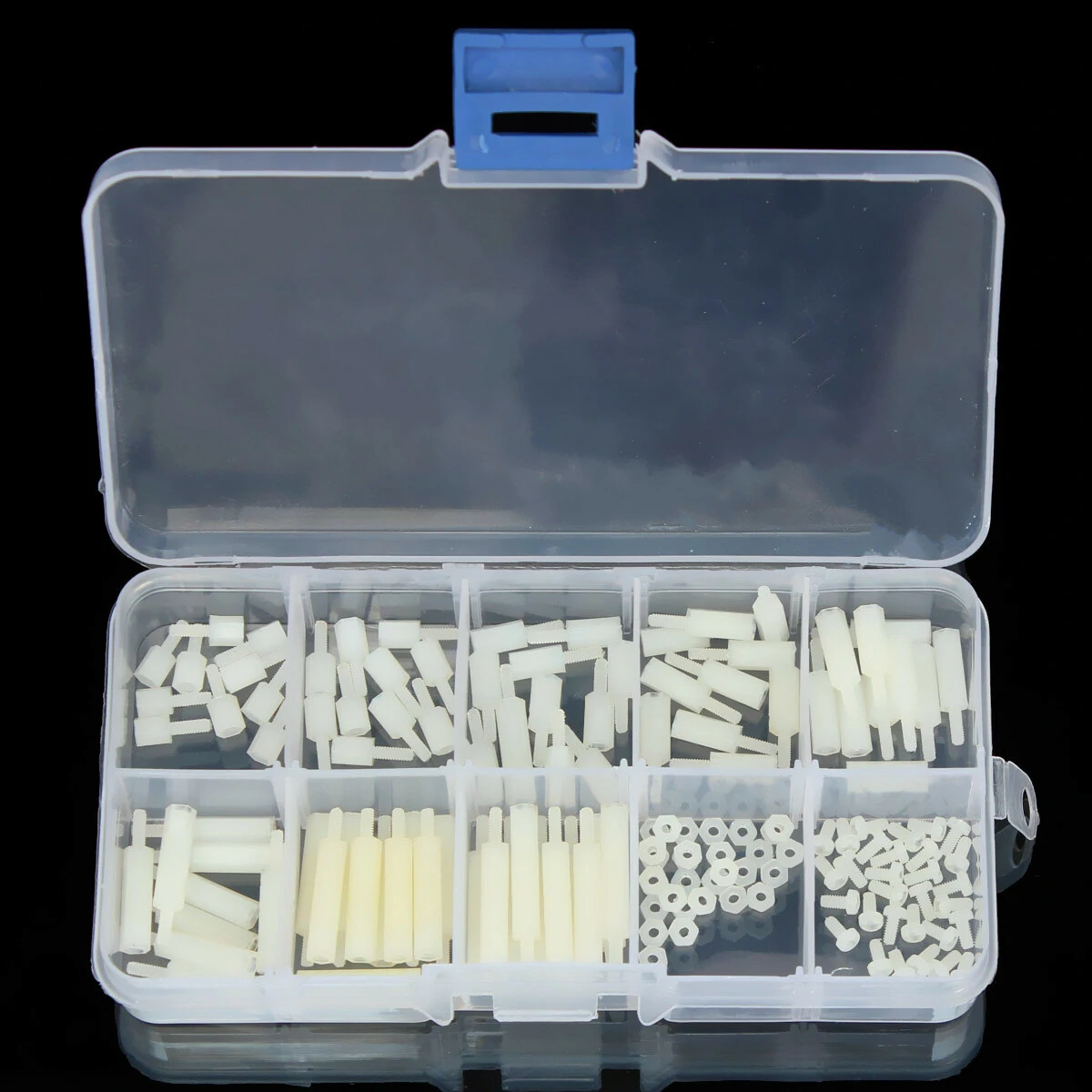 Suleve™ M2NH2 M2 Nylon Screw White Hex Screw Nut Nylon PCB Standoff Assortment — view 2