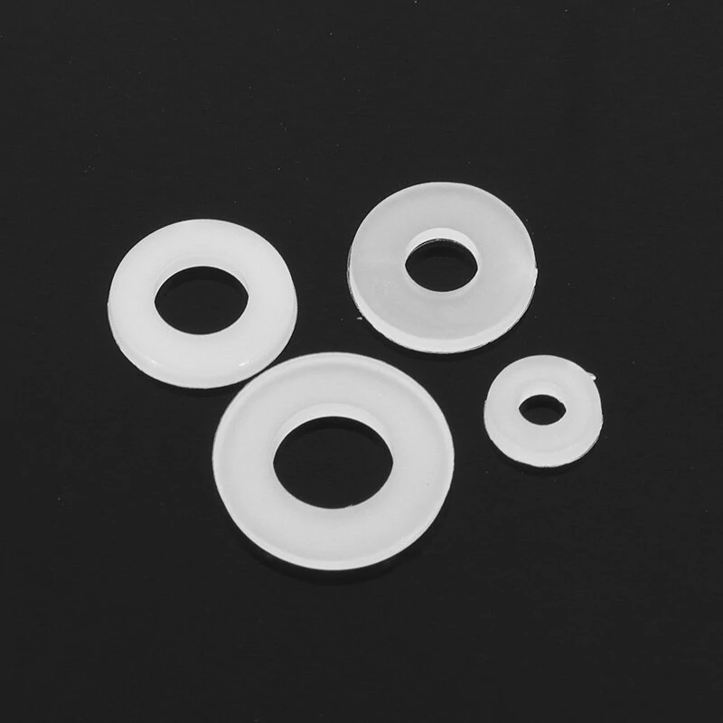Suleve™ MXNW2 100pcs M2 M3 M4 M5 White Nylon Flat Washer Gasket Thickness 1mm — Suleve